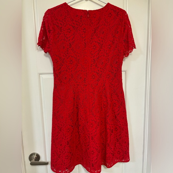 J Crew Red Lace Dress Size 10 - Picture 4 of 5